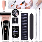 LILYCUTE 15ml Verlängerungsgel-Nagellack-Set Quick Nail Prolong mit Verlängerungsform-Nagelspitzen Acryl-Lösung Maniküre-Werkzeug-Kit