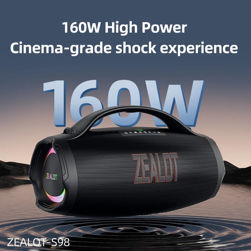 ZEALOT S98 160W Tragbarer Bluetooth-Lautsprecher mit hoher Leistung, kabelloser TWS-Subwoofer, wasserdichter mobiler HIFI-Qualität Zweitbild