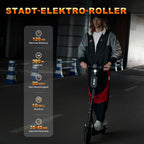 RCB EV10Z Elektroroller mit ABE Straßenzulassung 350W Motor 36V11.4Ah Akku 35-40km Reichweite 10 Zoll Rad Klappbar 120KG Max. Belastung für Pendler in der Stadt