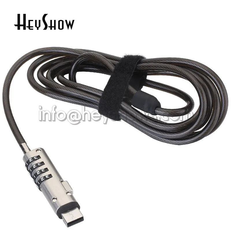 4-Digit Password Protected USB Port Laptop Security Lock Notebook Anti-Theft Combination Lock With Security Steel Lock Cable