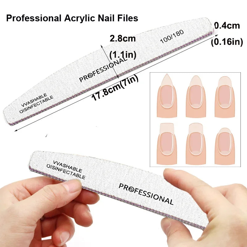8-teiliges Nagelfeilen-Set 100/180 Nagelschleifpuffer Professionelle Maniküre-Feilen Make-up Pediküre-Bürsten Werkzeug Verlängerungskits