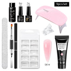 24-teiliges Set 20ml Poly Nail Extension Gel Kit Mini-UV-Lampe Versiegelung mit Basislack Überlack Professionelles Poly-UV-Nagelgel-Kit Starter-Kit