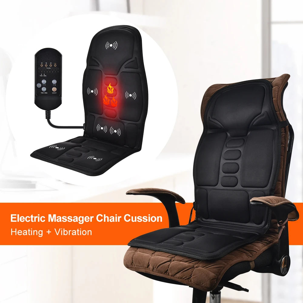 Massagesitzauflage Elektrisch Heizend Vibrationsmassage Nacken Rücken Körperkissen Massage für Auto Zuhause Lendenwirbelmatratze