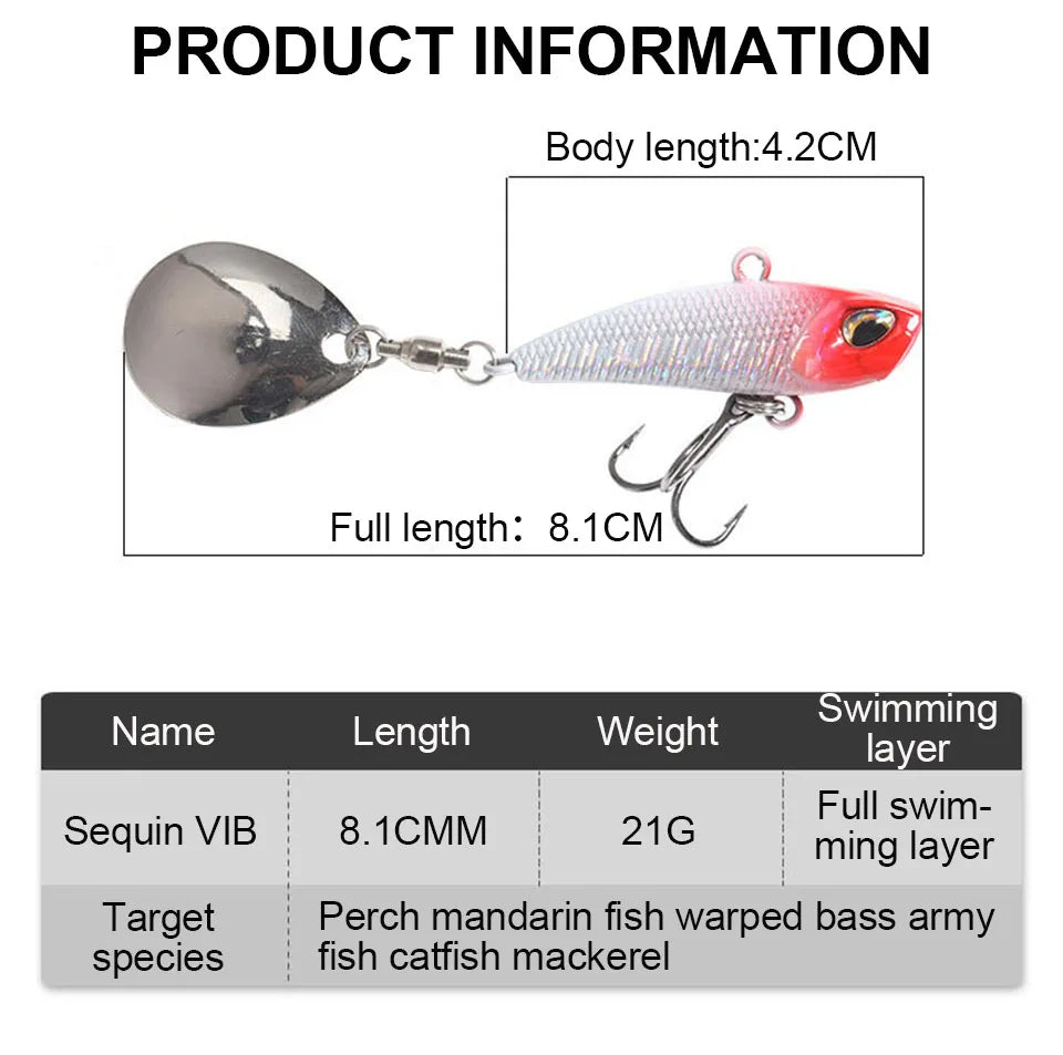 WALK FISH 7g 11g 15g 21g Spinnerbait Metall VIB Angelköder rotierender Schwanz Vibration Pailletten Japan Wobbler Trollingköder Pesca