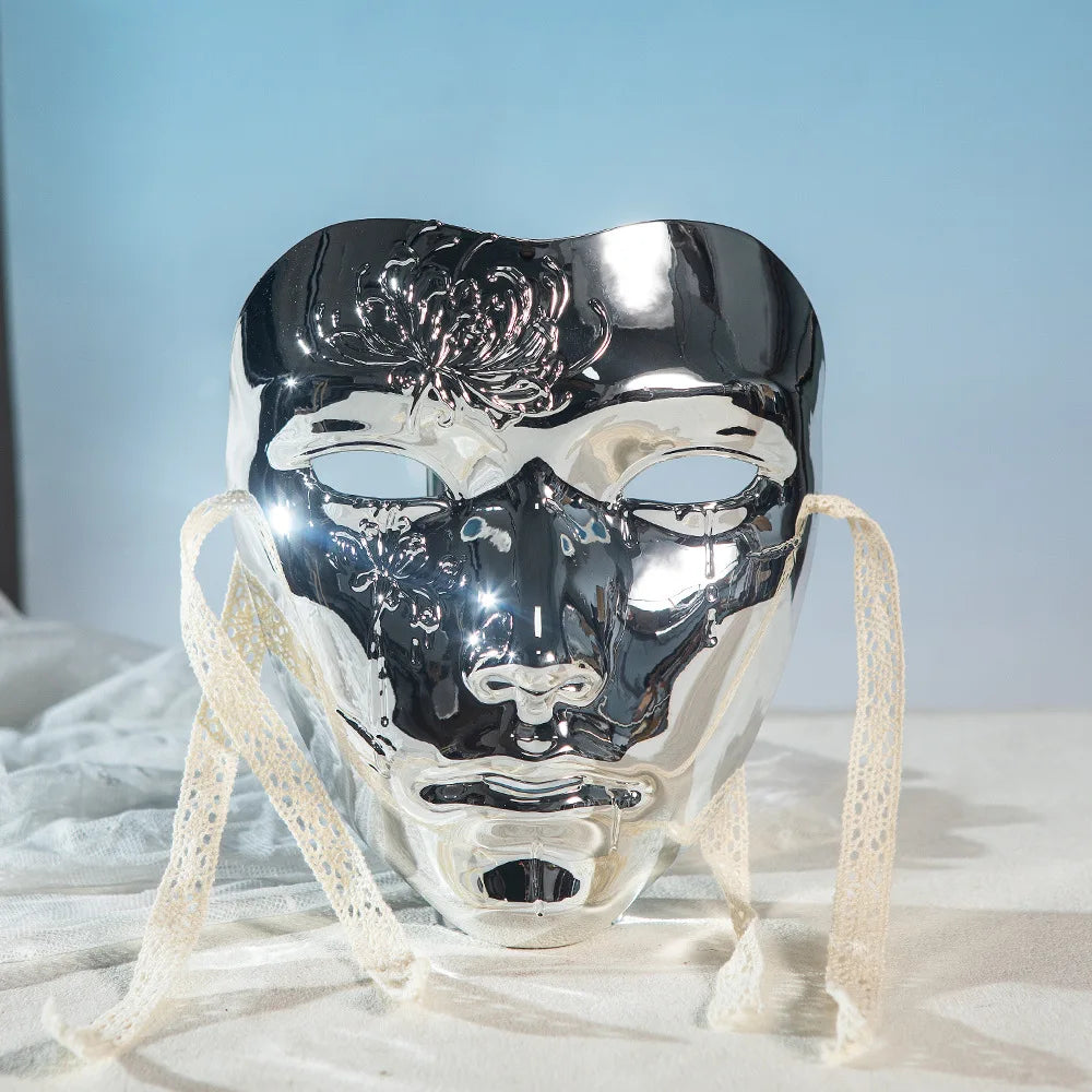 Maskerade Maske Metallic Farbe Halloween Maske Vollgesicht Für Frauen Männer Cosplay Maskerade Kostüm Zubehör
