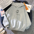 2024 Autumn Winter Hoodies Sportwear Women's Hoodie Pullover Sweatshirt Stylish Flower Print With Thick Long Sleeves Tops Loose