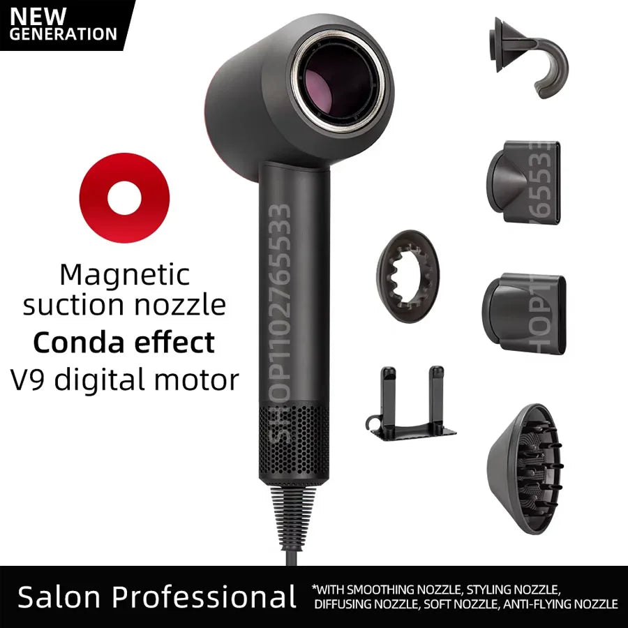 Ionen-Haartrockner 5 in 1 mit Diffusor Professionelle Haarpflegegeräte Damen Salon Friseur Blauer Haartrockner Super Haartrockner