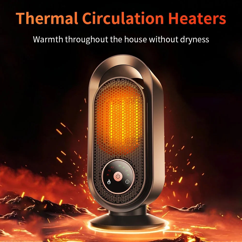 1000W Elektrische Heizung Tragbarer Mini-Tischheizlüfter Intelligenter Warmluftbläser für Zuhause Schlafzimmer Büro Wärmegerät für den Winter