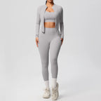 3-teiliges Sportbekleidung Yoga-Set Gym Sport-BH Reißverschlussjacke Leggings Kleidung Sportbekleidung Yoga-Anzüge für Damen Fitness-Set Trainingsanzug