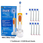 Oral B Elektrische Zahnbürste 2D Rotierende Vibrationsreinigung Ladezahnbürste Cross Action Borsten Mundpflege 4 Geschenk-Bürstenköpfe gratis