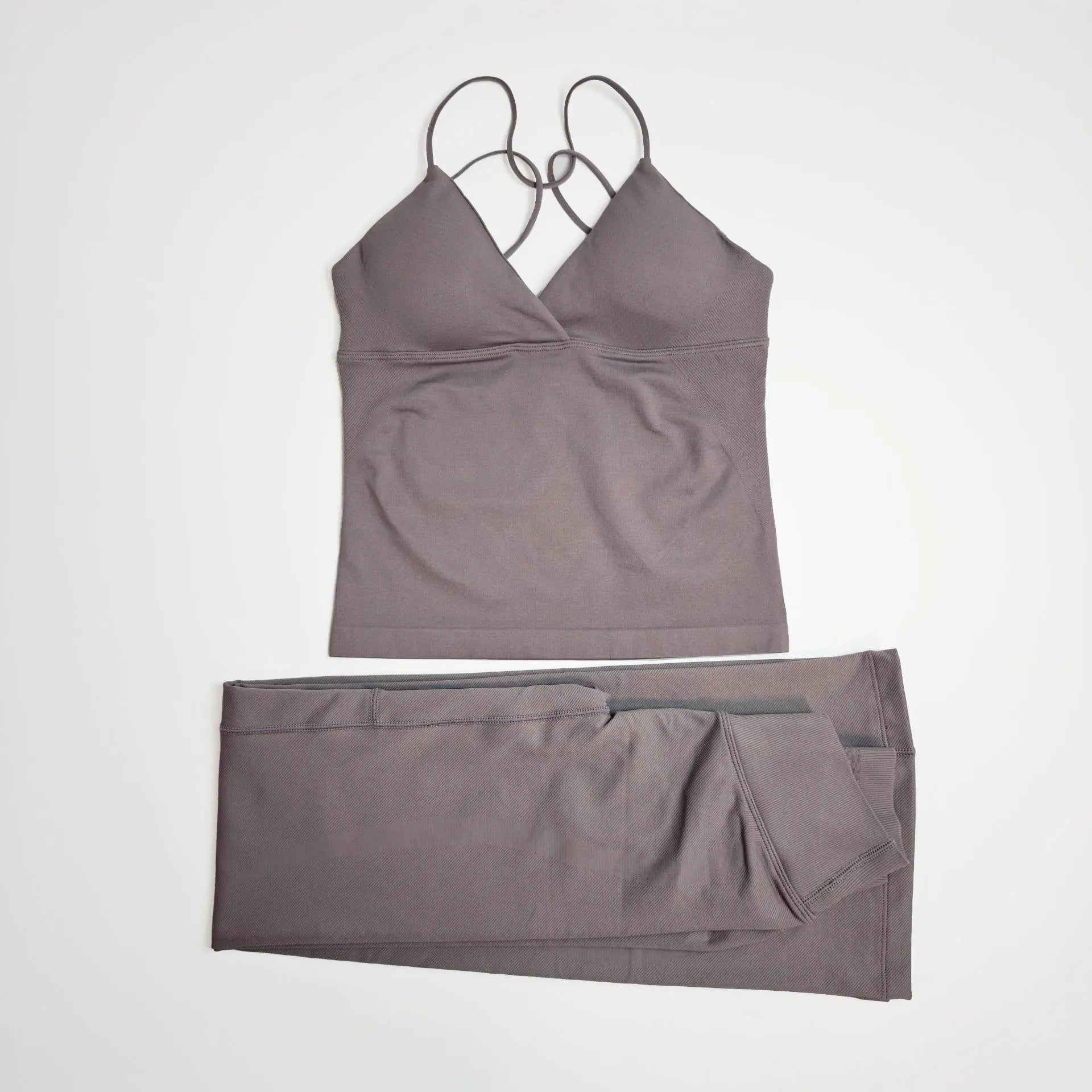 NCLAGEN Damen-Sportbekleidung, Vision-Set, verdrehtes Langarm-Oberteil vorne + Schlaghose, 2-teiliger Fitnessanzug, Trainings-Lauf-Outfit, Fitnessstudio-Kleidung