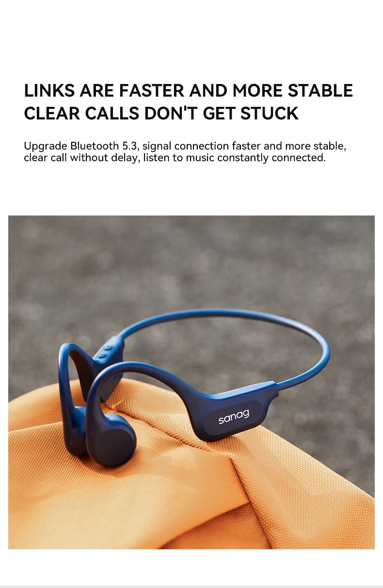 Sanag B60S Knochenschall-Kopfhörer IPX8 Schwimmen Bluetooth Kopfhörer Kabelloses Headset 32GB/64GB MP3 mit Mikrofon Ohrhörer