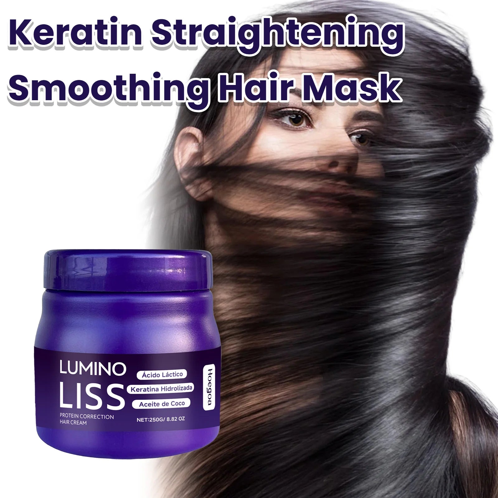 250g Keratin-Glättende Haarmaske Haare wiederherstellen, weicher machen, Glanz verleihen, Glätteisen Tiefenreparatur-Conditioner für trockenes, geschädigtes, krauses Haar