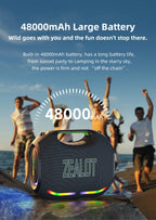 ZEALOT-ZE21 250W Tragbarer Bluetooth Lautsprecher Hohe Lautstärke Wasserdicht 48000mAh Kabelloser TWS Subwoofer Unterstützt USB/TF/AUX RGB-Licht