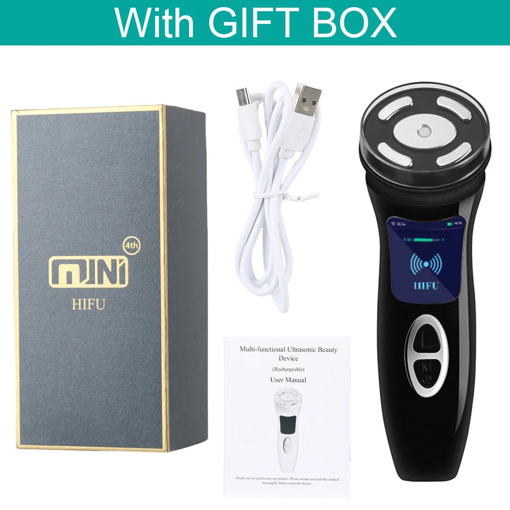 MINI HIFU 4. Generation Lifting-Gerät EMS Warmes Ultraschall-Gesichts-Augenmassage-Instrument Hautfestigende Heimgebrauchs-Spa-Schönheitsgeräte
