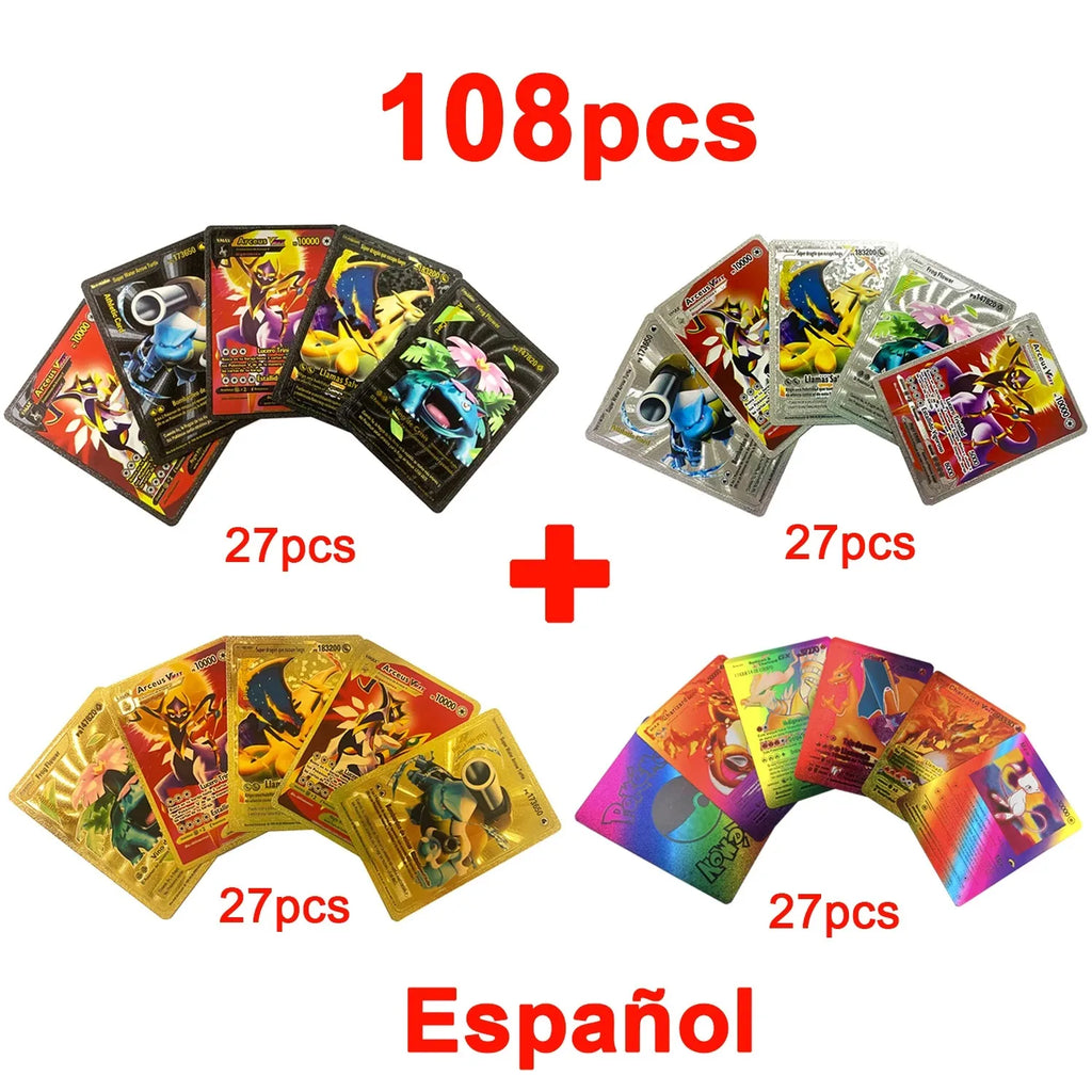 30-165 Stück Gold Pokemon Bunte Kartenset Schwarz Vmax Vstar Silber GX Box Pikachu Carta Glurak Deutsch Französisch Spanisch Spielkarten