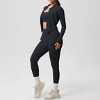 3-teiliges Sportbekleidung Yoga-Set Gym Sport-BH Reißverschlussjacke Leggings Kleidung Sportbekleidung Yoga-Anzüge für Damen Fitness-Set Trainingsanzug