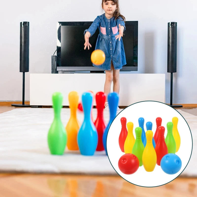 Kinder Bowling Set Familie Indoor Ball Partyspiel Sportspielzeug Bälle Pins Bowling Spielzeug Plastik Lustiges Bowling Set Kinderspiel TMZ