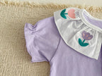 MILANCEL Sommer Baby Strampler 0-24M Weicher bequemer Kleinkind Overall Bestickte Blumen Baby Mädchen Kleidung