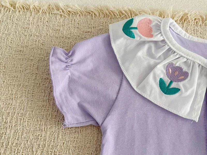 MILANCEL Sommer Baby Strampler 0-24M Weicher bequemer Kleinkind Overall Bestickte Blumen Baby Mädchen Kleidung