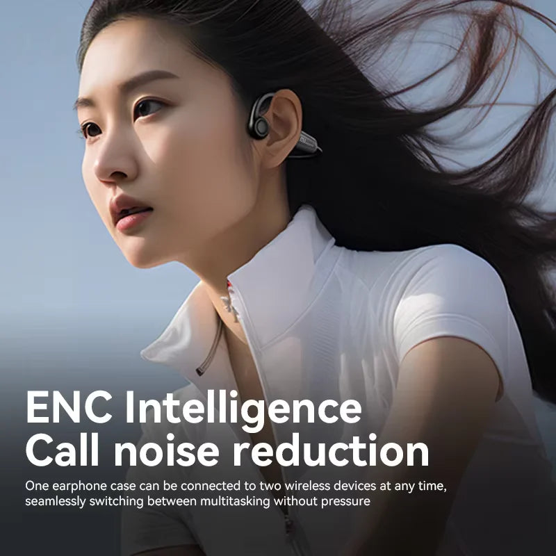 Lenovo Hot Real Bone Conduction Sport-Kopfhörer Kabelloser Kopfhörer Bluetooth-kompatibles Headset Freisprechfunktion mit Mikrofon zum Laufen