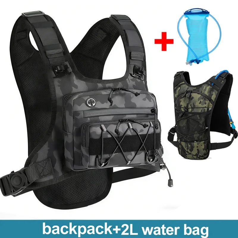 Lauf-Brusttasche Trinkweste zum Radfahren Wandern Fahrradrennen Marathon Tasche Herren Damen Sport Taktische Bauchtasche Camping Rucksack