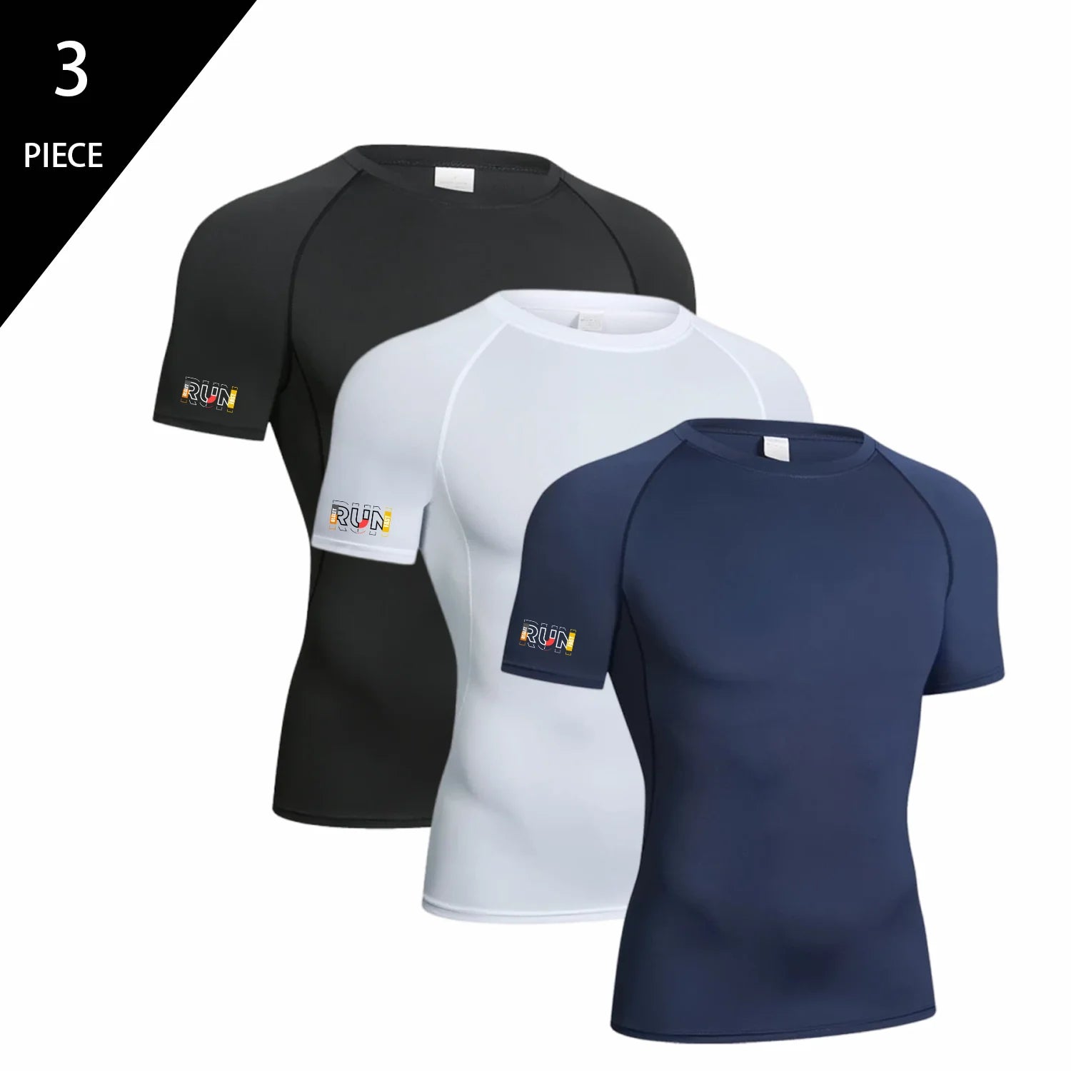 Men's Compression T-Shirt 3-Pack Quick Dry Running Gym Short Sleeve Sport Tops Elastic Breathable Athletic Tees Hauptbild