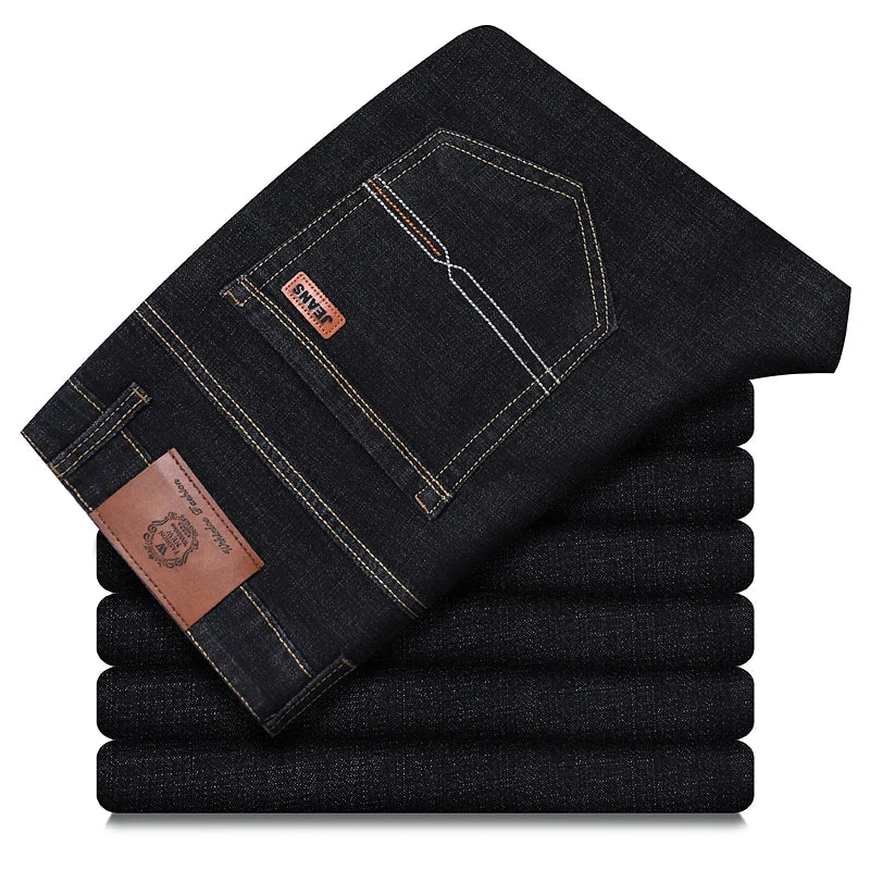 Wthinlee Neue Business Herren Jeans Casual Straight Stretch Fashion Klassische Blau Schwarze Arbeitshose Denim Hose Männer Kleidung