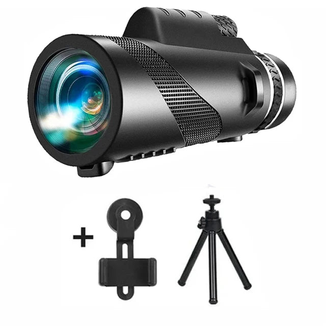 80x100 HD ZOOM Leistungsstarkes monokulares Teleskop Tragbares Fernglas Langstrecken-Teleskop Jagd Camping mit Stativ und Telefonclip