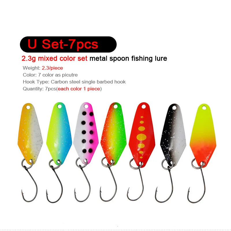 7/9/10 Stück Forellenköder 2,5g/2,6g/3g/3,2g/3,5g/5g Metalllöffel Angelköder Wobbler Casting Jigging Angelzubehör Pesca Döbel