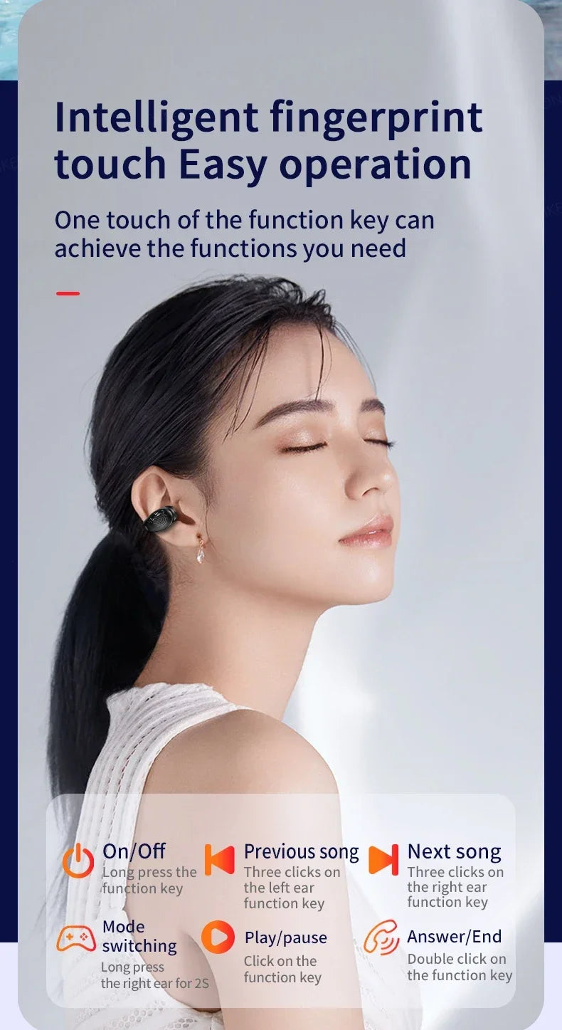 Kabellose Kopfhörer Bluetooth 5.3 Ohrhörer mit Mikrofon Einzelner In-Ear Sport Wasserdichte TWS Earbuds Bluetooth Freisprech-Headset