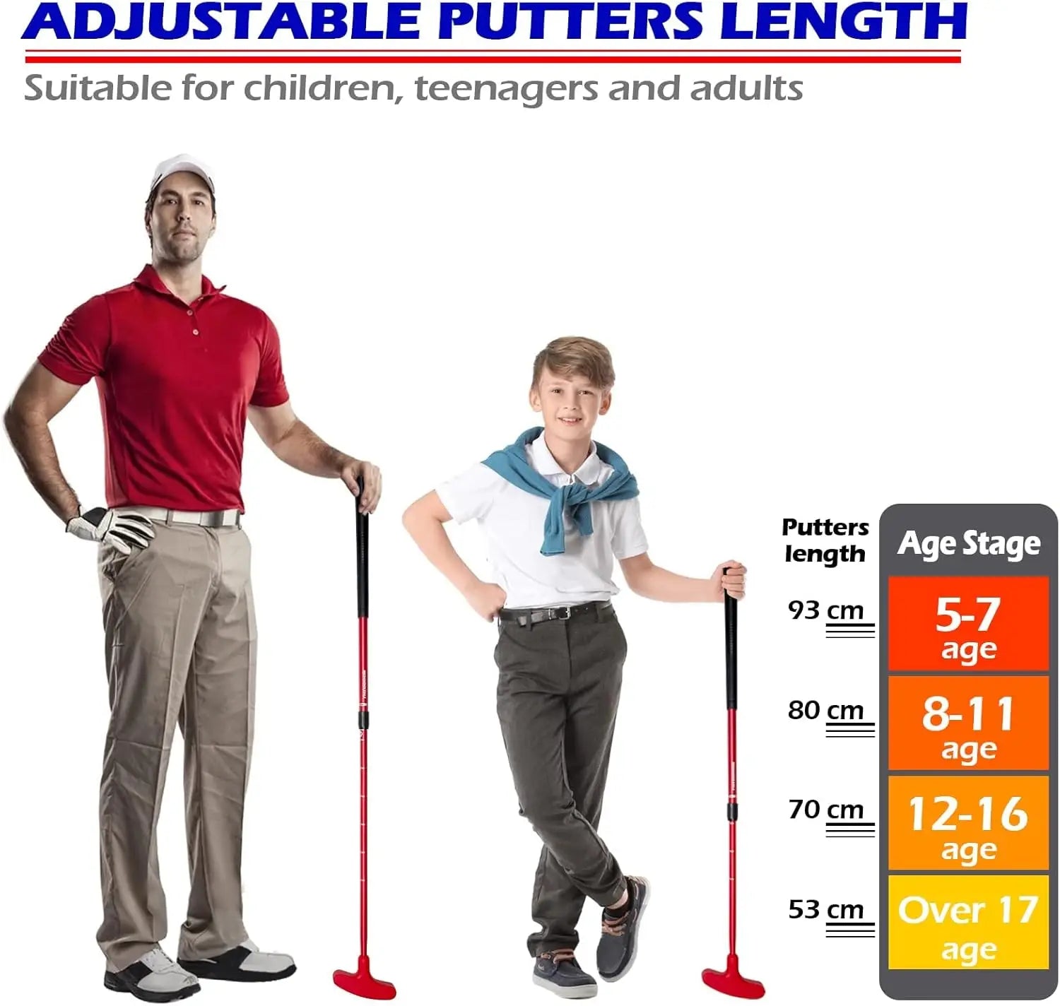 Golf Putter für Herren und Damen, beidhändig nutzbarer Kinder-Putter, Minigolf-Putter für Rechts- oder Linkshänder, längenverstellbarer Golf-Putter