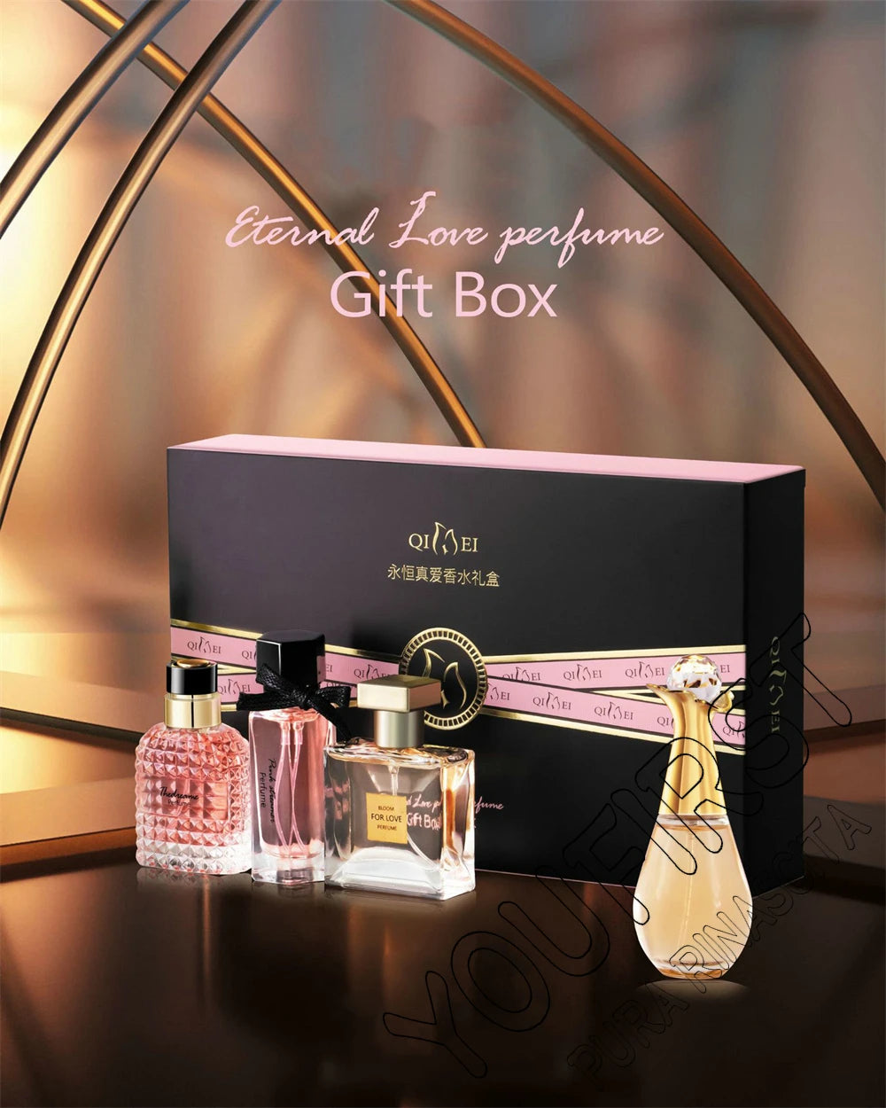 Luxusmarke Parfüm Damen Eau De Parfum Femme Geschenkbox 4-teiliges Set 100ml Parfums De Mujer Natürlicher Blumenduft Spray