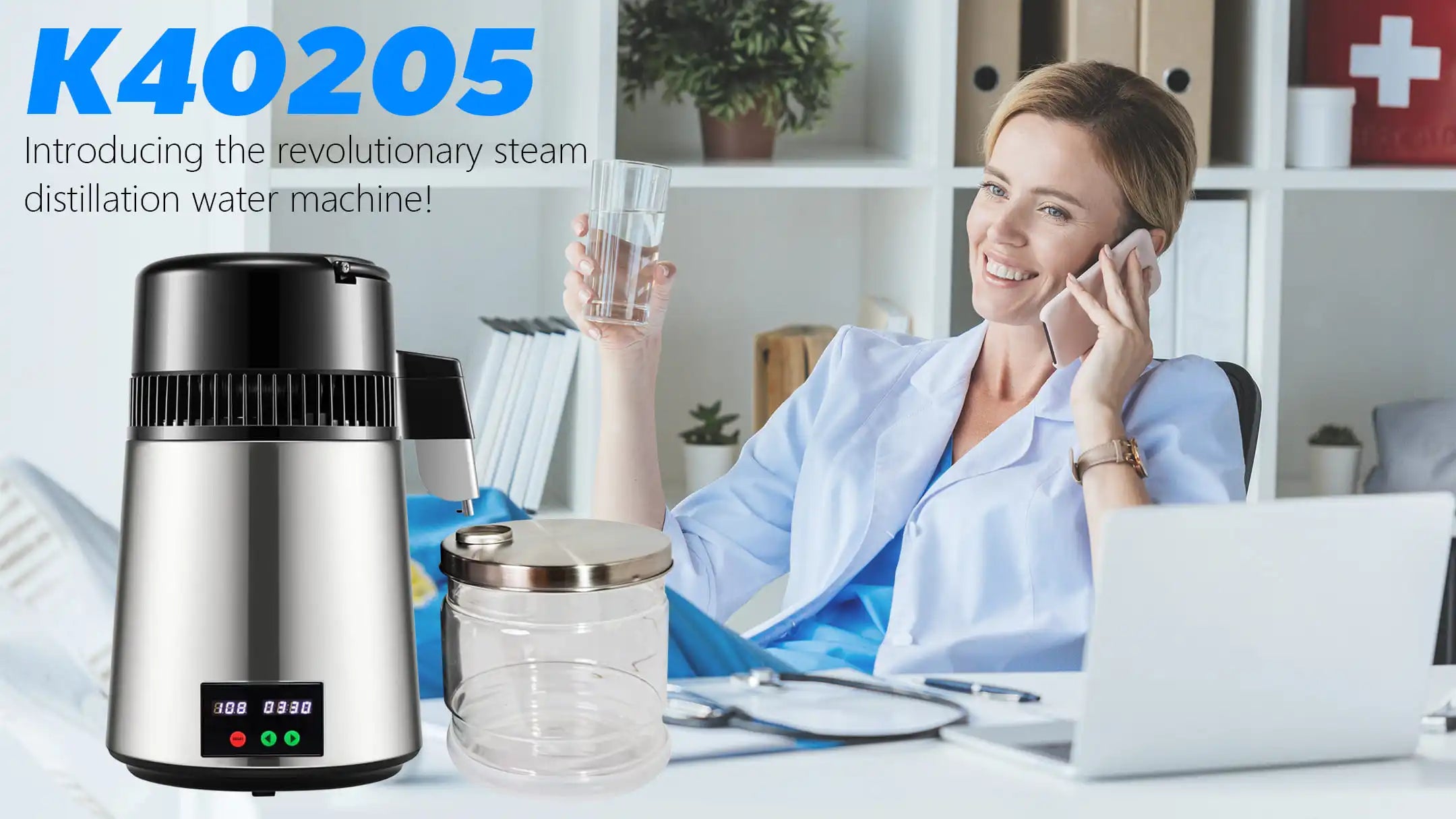 750W 4L Wasser-Destilliergerät Haushalt Destilliertes Reinwassergerät Destillationsreiniger Filter Edelstahl Wasserfilter