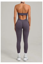 Damen Yoga Jumpsuits Sport Fitness Einteiler Schönheits-Rückengurt Tasche Hüfthebend Slim Fit Laufen Workout Training Bodysuit