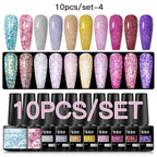 10/12PCS/SET Katze Magnetisches Gel Nagellack Set 9D Reflektierendes Glitzer Gel Halbpermanentes UV Gel Soak Off Funkelndes Nagelkunst Kits