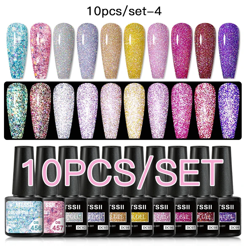 10/12PCS/SET Katze Magnetisches Gel Nagellack Set 9D Reflektierendes Glitzer Gel Halbpermanentes UV Gel Soak Off Funkelndes Nagelkunst Kits