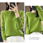100 % Merinowolle Pullover Damen O-Ausschnitt Kaschmir Strickwaren Female Pullover Herbst Winter Freizeit Oberteile Einfarbig Weiche Kleidung