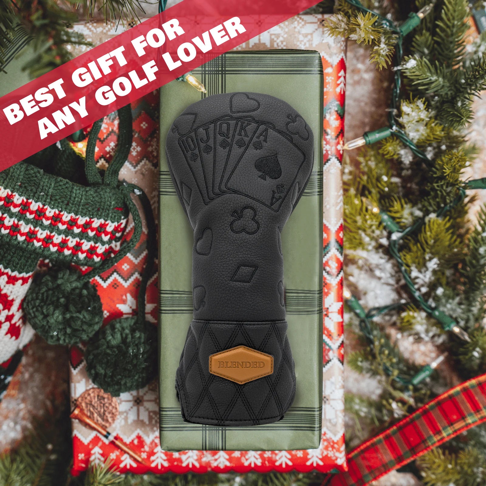Black Lucky Poker Design Hochwertige Headcovers Bestickung Golfschläger Driver Head Fairwayholz Hybrid Headcovers 3 Holz Headc