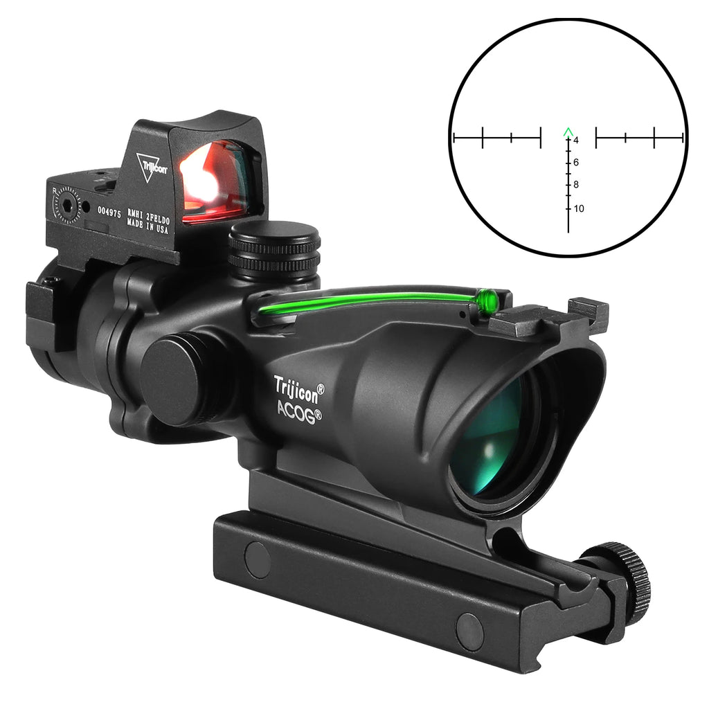 Einstellbares 4x32 Leuchtpunktvisier 1x 4x Zielfernrohr Leuchtpunkt Taktisches Zielfernrohr 20mm Schiene für die Jagd