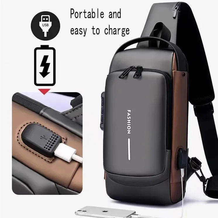 Multifunction Designer Anti-theft USB Shoulder Bag Crossbody Travel Sling Pack Messenger Pack Chest Bag Male Luxury Brand Men Hauptbild