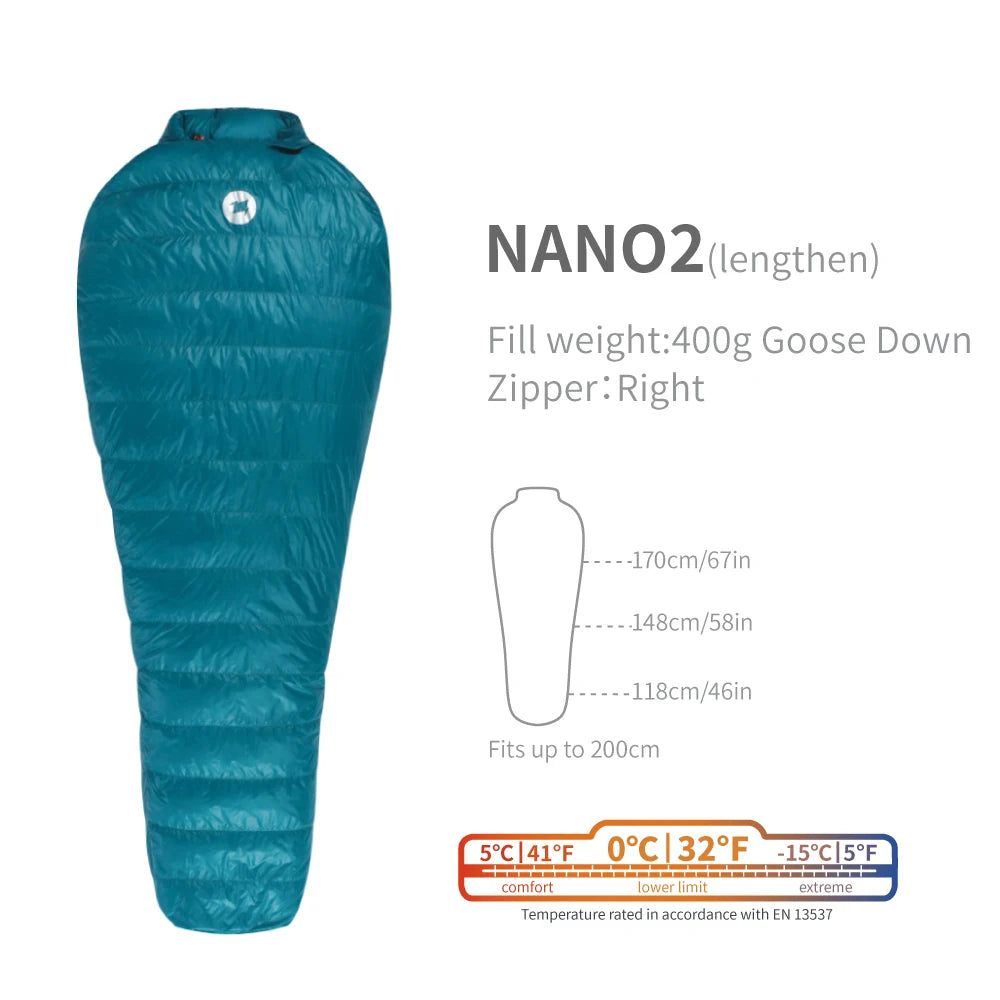 AEGISMAX Nano2 Upgrade 0 Grad 800FP Gänsedaunen Schlafsack Outdoor Ultraleichter Camping Wandern Schlafsack für Herren & Damen