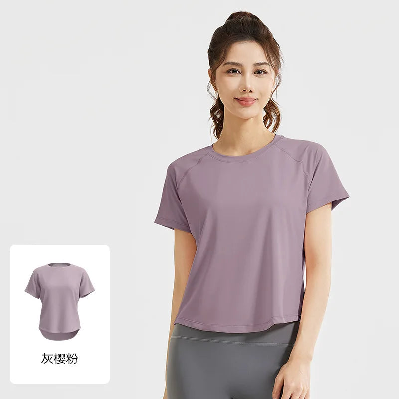 STOUREG Damen Lockeres Mesh Sport T-Shirt Schnell Trocknend Kurzarm Yoga T-Shirt Pilates Laufen Sport Fitness Kurzarm