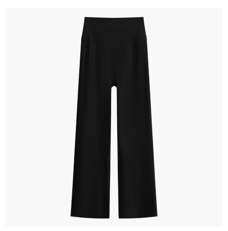DRUR Damen High Waisted Capri 3/4 Yoga Leggings mit Bauchkontrolle Schlaghose für Fitnessstudio Laufen Tanz Sommer Neu