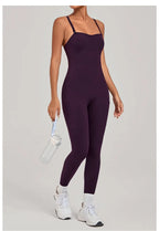 Damen Yoga Jumpsuits Sport Fitness Einteiler Schönheits-Rückengurt Tasche Hüfthebend Slim Fit Laufen Workout Training Bodysuit