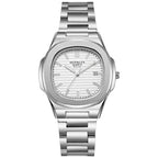 2024 Luxus Mode Casual Herrenuhren Großes Zifferblatt Silber Edelstahl Kalender Quarz Armbanduhr Klassische Top-Marke Herrenuhr