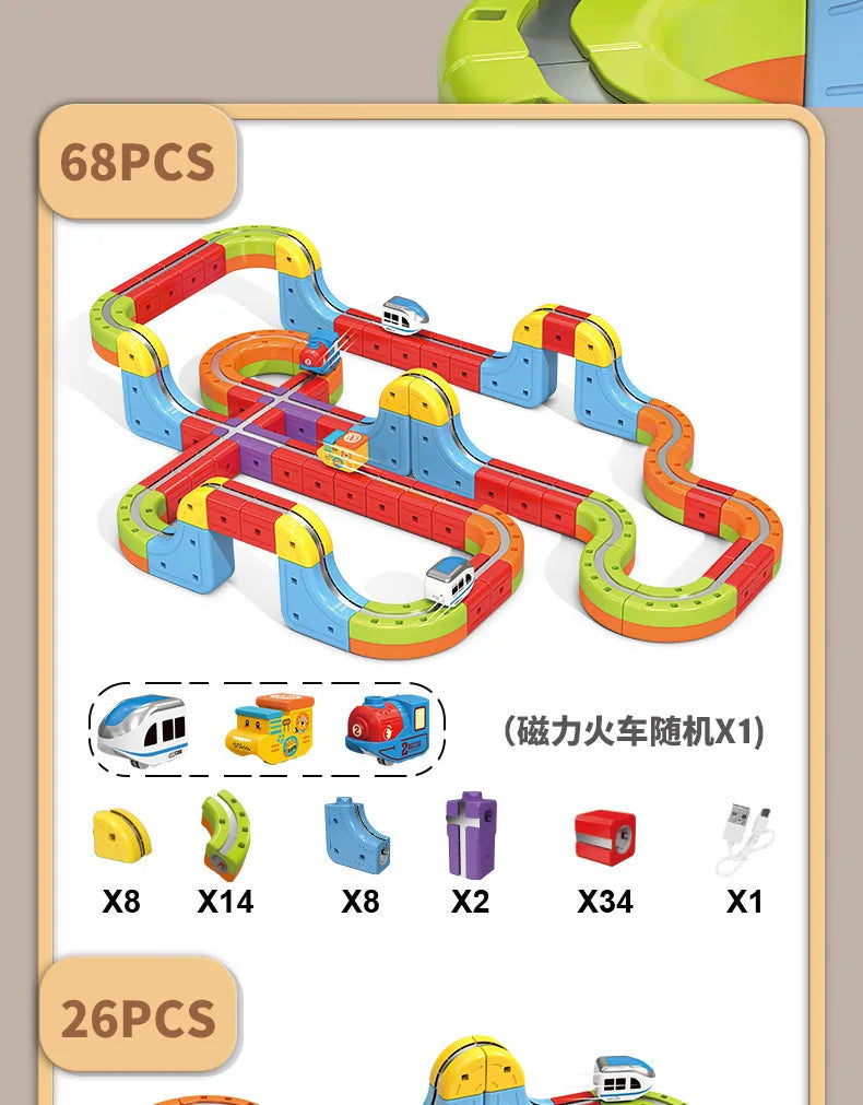 Magnetisches Bullet Train Set für Kinder mit elektrischer Lokomotive, DIY-Gleisbausteinen, pädagogischem MINT-Bauspielzeug, Geburtstagsgeschenk