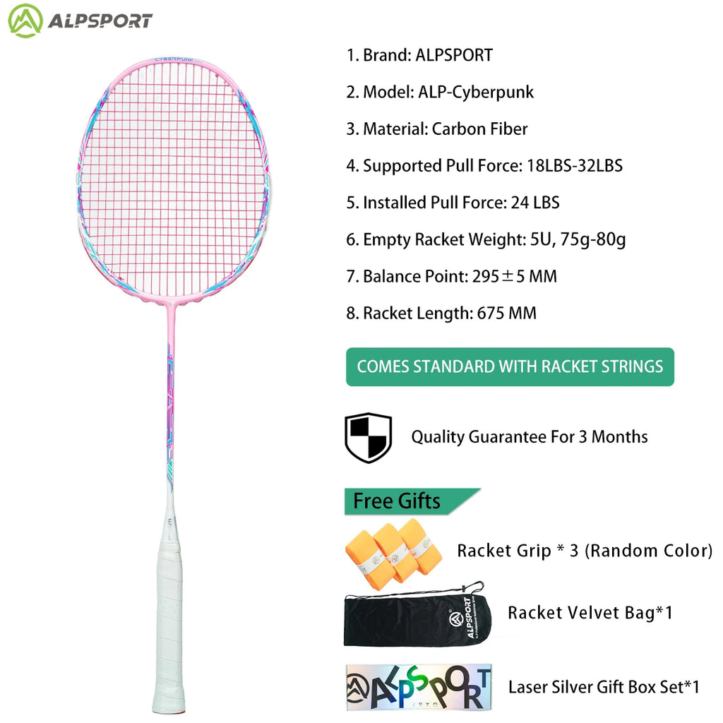 ALP ZJ2.0 Pro 4U 85g 100% Carbonfaser + Titanlegierung Badmintonschläger Ultraleichte Sportausrüstung Schläger Badmintontraining