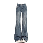 Damen Jeans Schlaghose Freizeithose Figurformend Vintage Inspiriert Herbst High Waist Schlagjeans Damen Hose Schlaghose Jeans Y2K