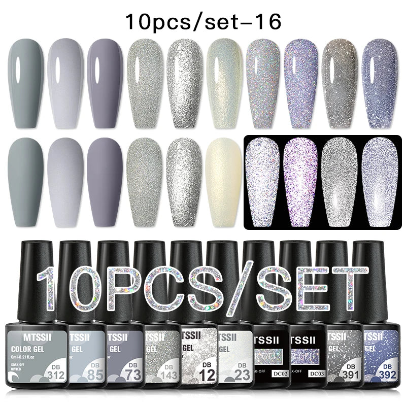 10/12PCS/SET Katze Magnetisches Gel Nagellack Set 9D Reflektierendes Glitzer Gel Halbpermanentes UV Gel Soak Off Funkelndes Nagelkunst Kits